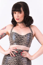 Oslo Halter Top [FAUX LEOPARD LEATHER]